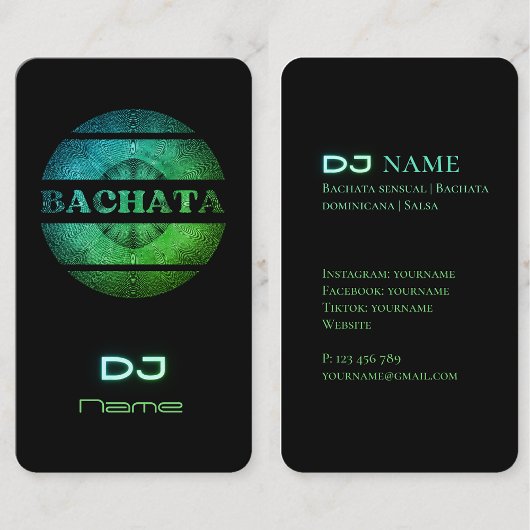 Bachata DJ Business Card Visitenkarte