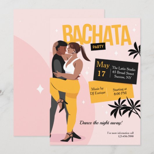 Bachata Party Einladung (Vorne/Hinten)