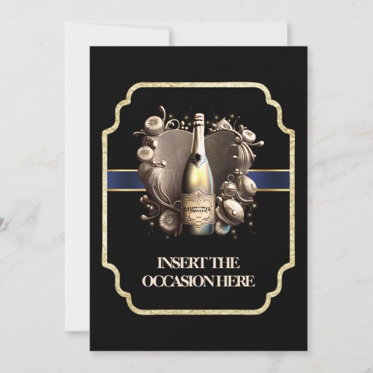 Bachelor Abschluss Geburtstag | Sektschik Einladung (Vorderseite)