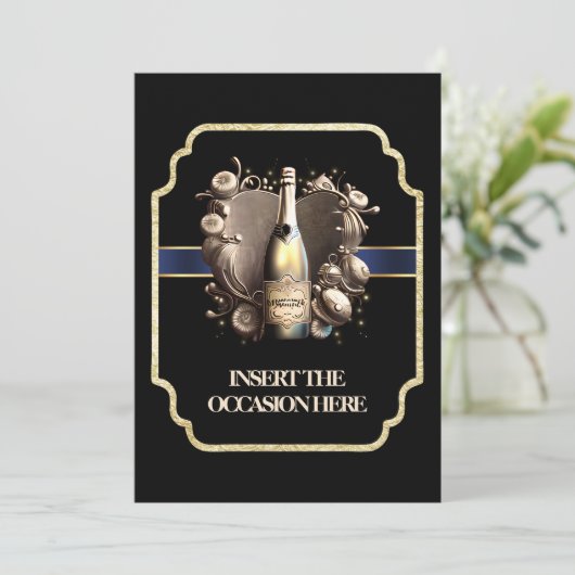 Bachelor Abschluss Geburtstag | Sektschik Einladung (Stehend Vorderseite)