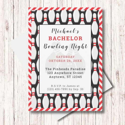 Bachelor Bowling Night Party Einladung