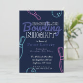 Bachelor Bowling Night Party Einladung (Stehend Vorderseite)