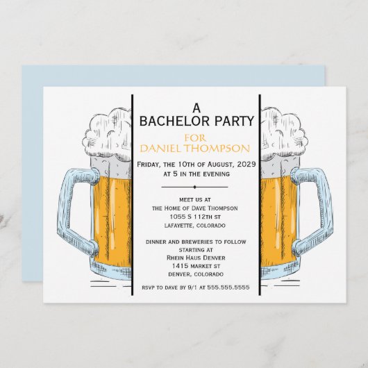 Bachelor Brew Party Einladung (Vorne/Hinten)