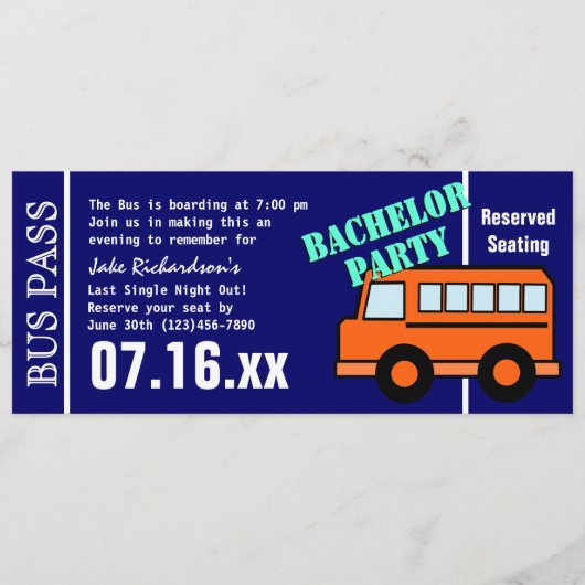 Bachelor Bus Pass Orange Blue Programm (Vorderseite)