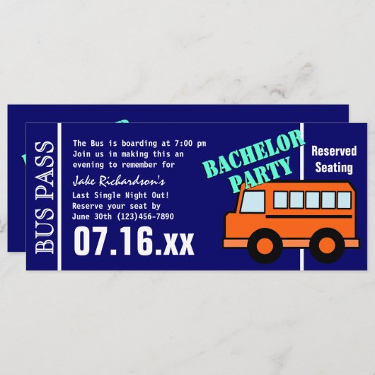 Bachelor Bus Pass Orange Blue Programm (Vorne/Hinten)