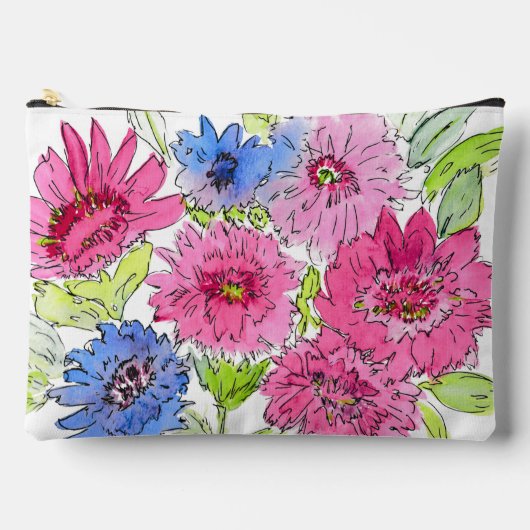 Bachelor Button Blooms Make-up Bag Zubehörtasche (Vorderseite)