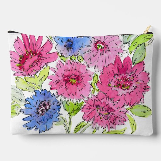 Bachelor Button Blooms Make-up Bag Zubehörtasche (Rückseite)
