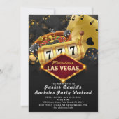 Bachelor Casino Party Schwarzes Gold Einladung (Vorderseite)