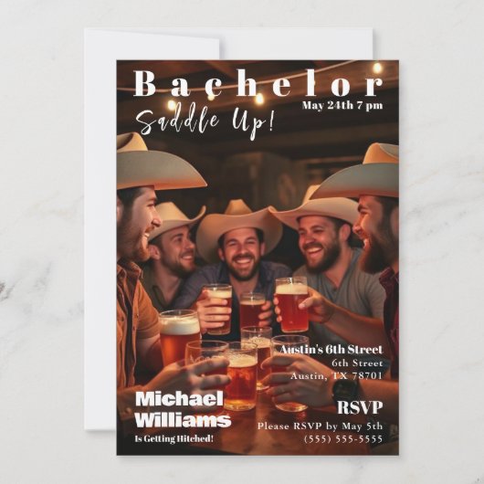 Bachelor Country Magazine Cover Einladung (Vorderseite)