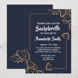 Bachelor für Navy und Golden Blues Einladung