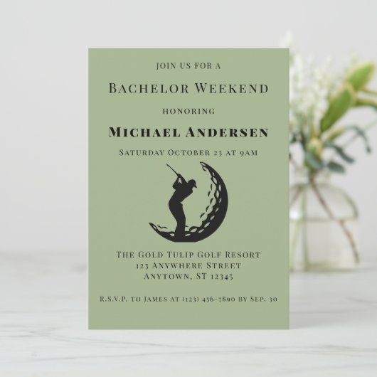 Bachelor Golf Weekend Party Einladung (Stehend Vorderseite)