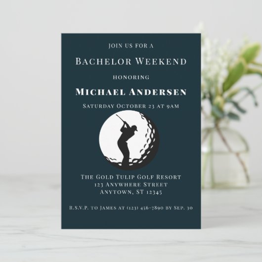 Bachelor Golf Weekend Party Einladung (Stehend Vorderseite)