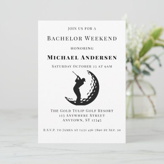 Bachelor Golf Weekend Party Einladung (Stehend Vorderseite)