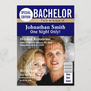Bachelor Magazin Herren-Foto PERSONALISIEREN Einladung