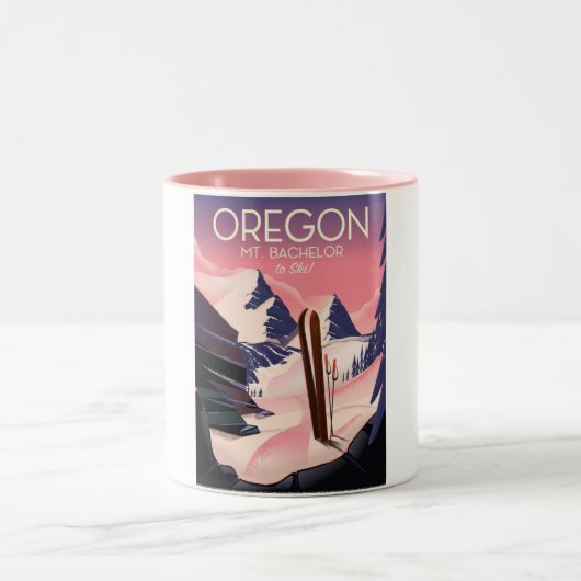 Bachelor Oregon Skifahrplakat Zweifarbige Tasse (Mittel)