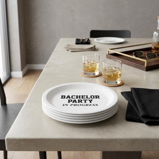 Bachelor-Partei im Gange Pappteller