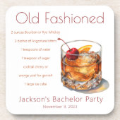 Bachelor Party altmodisches Getränk Rezept Getränkeuntersetzer (Vorderseite)