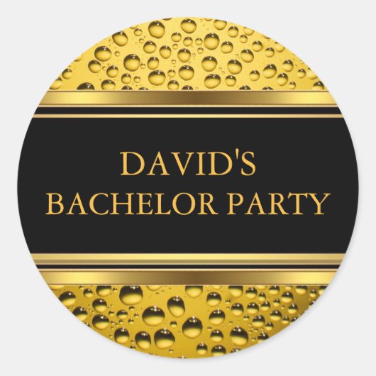 Bachelor-Party-Aufkleber für Gold- und Black-Biere Runder Aufkleber (Vorderseite)