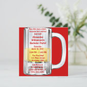 Bachelor Party Beer Tasse Einladung (Stehend Vorderseite)