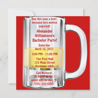 Bachelor Party Beer Tasse Einladung