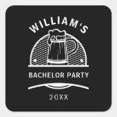 Bachelor Party Black and White Beers Quadratischer Aufkleber (Vorderseite)