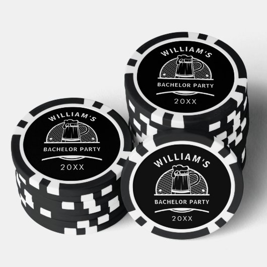 Bachelor Party Black and White Biere Pokerchips (Stapel)