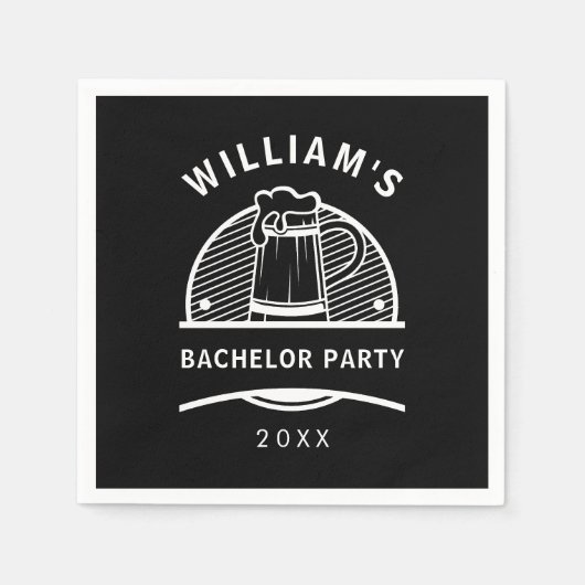 Bachelor Party Black and White Biere Serviette (Vorderseite)