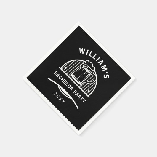 Bachelor Party Black and White Biere Serviette (Ecke)