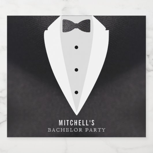 Bachelor Party Black Anzug & Bowtie Bierflaschenetikett (Einzelnes Label)