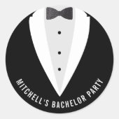 Bachelor Party Black Anzug & Bowtie Runder Aufkleber (Vorderseite)