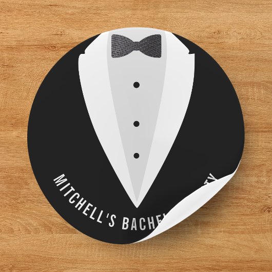 Bachelor Party Black Anzug & Bowtie Runder Aufkleber