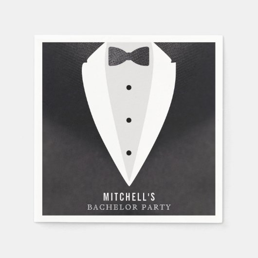 Bachelor Party Black Anzug & Bowtie Serviette (Vorderseite)