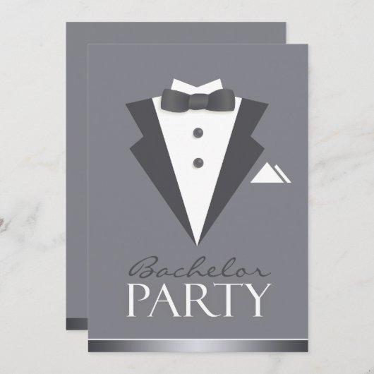 Bachelor Party Black Anzug Einladung (Vorne/Hinten)
