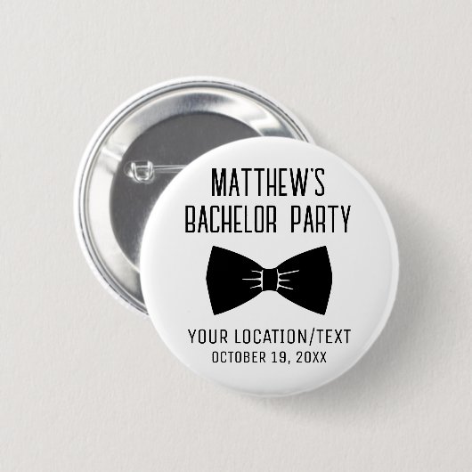 Bachelor Party Black Bow Krawatte Gastgeschenk Hoc Button (Vorne & Hinten)