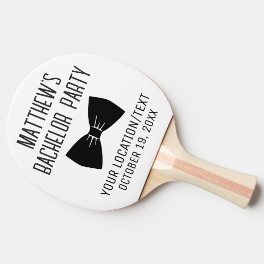 Bachelor Party Black Bow Krawatte Gastgeschenk Hoc Tischtennis Schläger (Seitenansicht)
