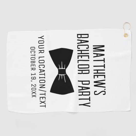 Bachelor Party Black Bow Krawatte Hochzeit Golfhandtuch (Horizontal)