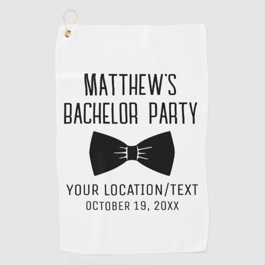 Bachelor Party Black Bow Krawatte Hochzeit Golfhandtuch (Vorderseite)