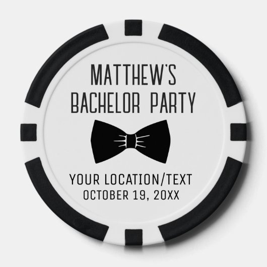 Bachelor Party Black Bow Krawatte Hochzeit Pokerchips (Vorderseite)