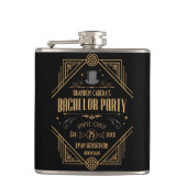 Bachelor Party | Black & Gold Art Deco Speakeasy Flachmann (Vorderseite)