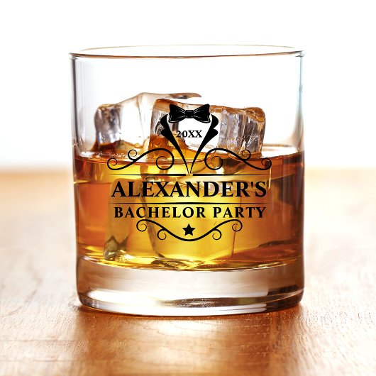 Bachelor Party Black Krawatte Whiskyglas