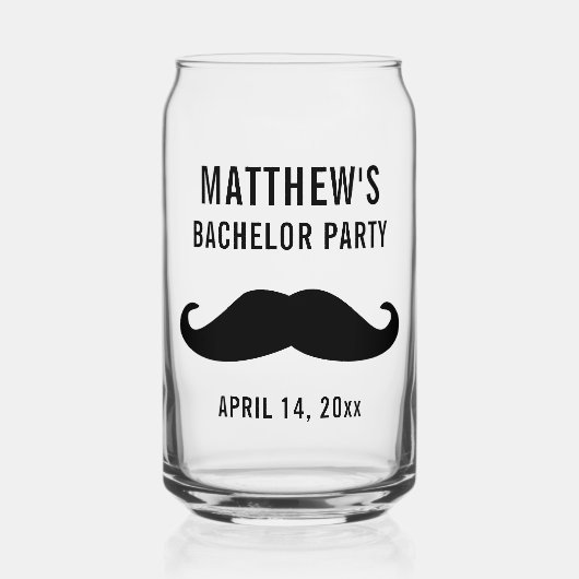 Bachelor Party Black Mustache Gastgeschenk Hochzei Dosenglas (Vorderseite)