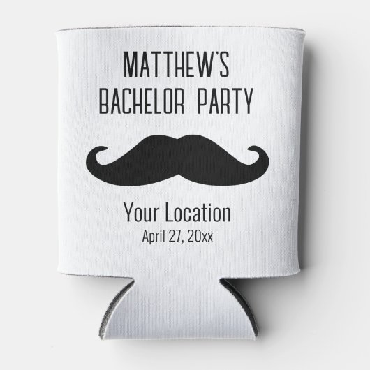 Bachelor Party Black Mustache Gastgeschenk Hochzei Dosenkühler (Vorderseite)