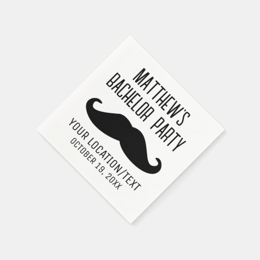 Bachelor Party Black Mustache Hochzeit Serviette (Ecke)
