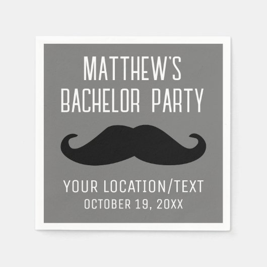 Bachelor Party Black Mustache Hochzeit Serviette (Vorderseite)