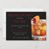 Bachelor Party Black Old Mode Drink Einladung (Vorderseite)
