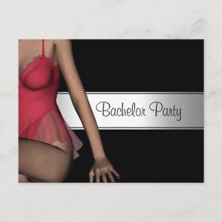 Bachelor Party Black Silver Girl Einladung