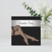 Bachelor Party Black Silver Girl Fishnet Strumpf Einladung (Stehend Vorderseite)