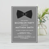 Bachelor Party Black Tuxedo Bow Krawatte Hochzeit Einladung (Stehend Vorderseite)