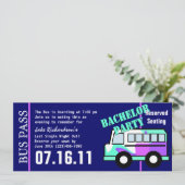 Bachelor Party Bus Pass Einladung (Stehend Vorderseite)