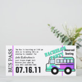 Bachelor Party Bus Pass Einladung (Stehend Vorderseite)